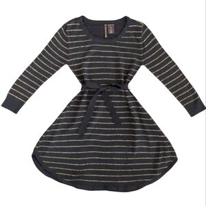 Girls Black and Gold Belted Sweater Dress (Size M)